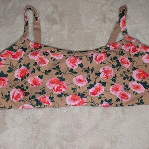 Offline by Aerie Tan Pink Floral Medium Support Sports Bra XL